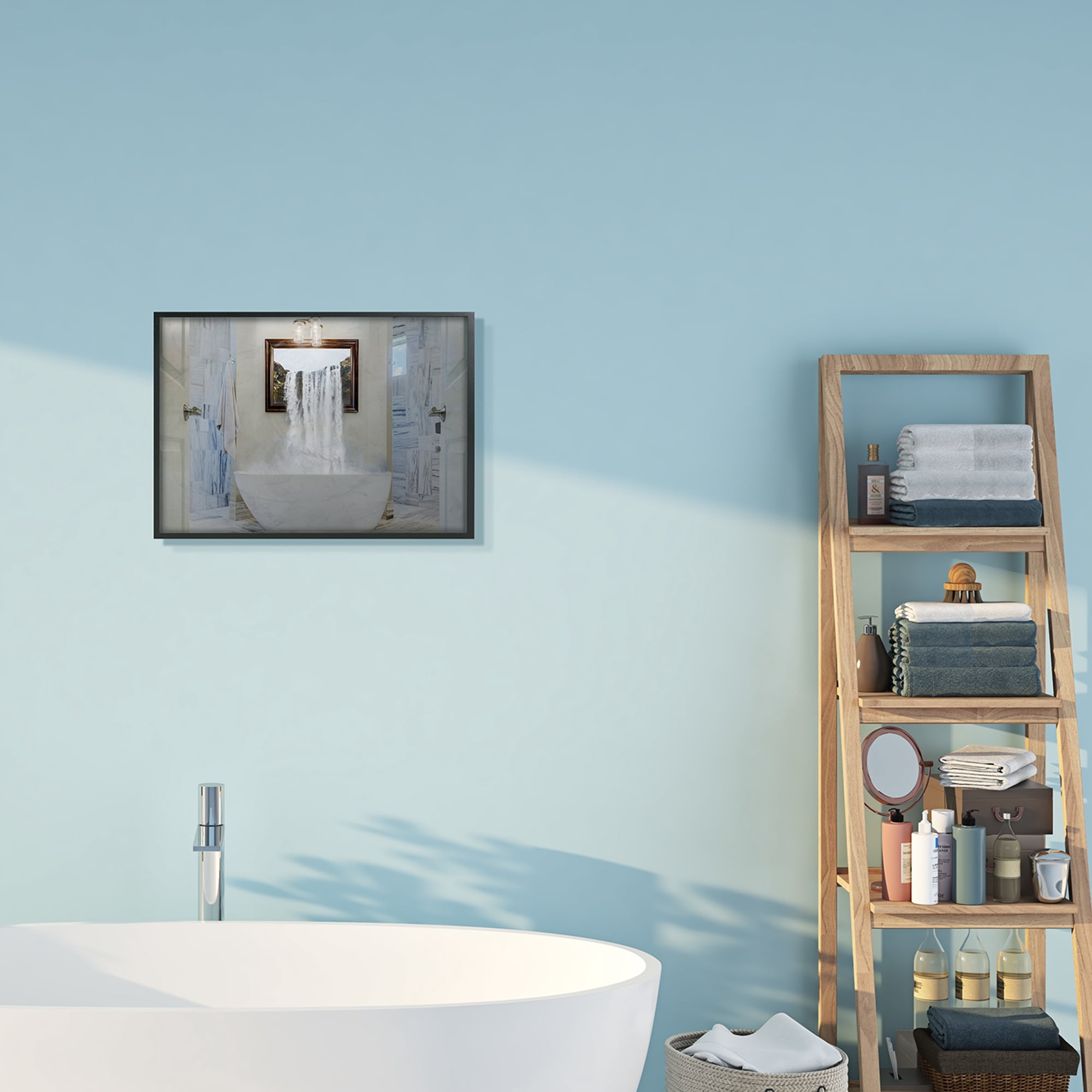 Stupell Industries Bathtub Waterfall Abstract Bathroom Photograph Black Framed Art Print Wall Art, 16x20, by Milli Villa
