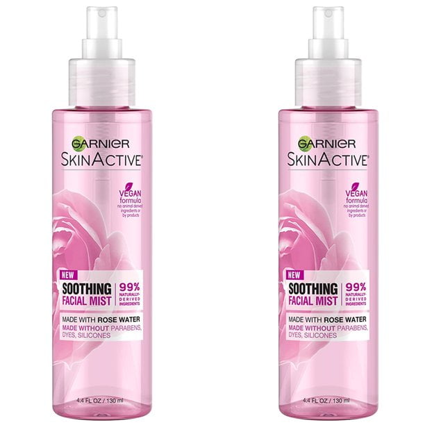 Pack of (2) Garnier SkinActive Facial Mist Spray with Rose Water, 4.4 Fl Oz