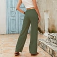 thumbnail image 5 of IDALL Linen Pants Women Petite Pants Women Casual Linen Cotton Drawstring Straight Leg Pants Lounge Pants Women Summer Pants Green 3XL, 5 of 7