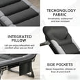 thumbnail image 4 of Folding Camping Cot for Adults with Adjustable Backrest & Pillow, Portable Lounge Chair Bed, 6-Position Recliner, Waterproof Outdoor Cot Supports 450lbs, Includes Side Pocket (Gray), 4 of 6
