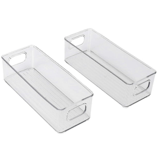 2 Pcs Refrigerator Organizer Bins, Clear Stackable Plastic Food Storage Rack with Handles for Pantr