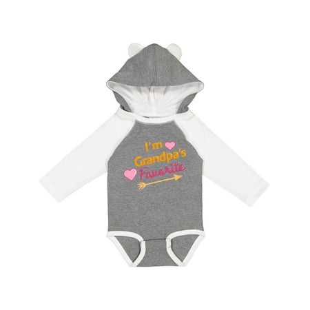 

Inktastic I m Grandpa s Favorite with Arrow and Hearts in Pink Gift Baby Boy or Baby Girl Long Sleeve Bodysuit