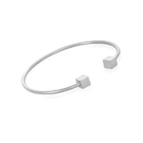 ELYA Jewelry Women's Polished Cube Ends Stainless Steel Cuff Bracelet