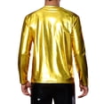 thumbnail image 3 of Camisetas de hombre INSPIRE CHIC de cuello redondo de manga larga brillante 2XL amarillas, 3 of 6