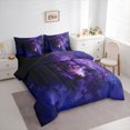 thumbnail image 2 of Manfei Wild Wolf 7 Pieces Full Size Bedding Sets,Dreamy Stars Sky Full Size Bed in a Bag,Purple,Black Reversible, 2 of 7