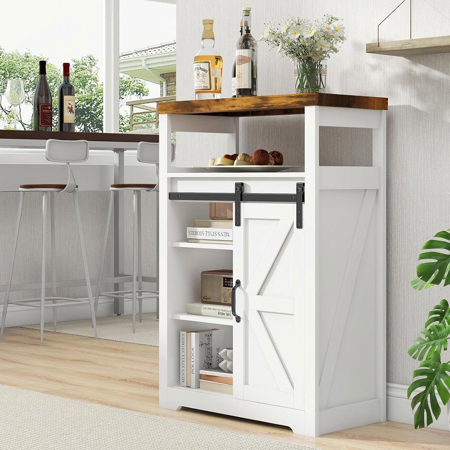 Vabches Bathroom Floor Cabinet with Sliding Door,Freestanding Bathroom Storage Cabinet with Adjustable Shelf
