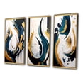 thumbnail image 3 of Designart "Abstract Fusion in Blue and Gold V" Abstract Framed Wall Art Set Of 3 - Blue Transitional Frame Canvas Set For Living Room Decor, 3 of 6