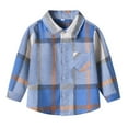 thumbnail image 5 of CAICJ98 Toddler Baby Boy Girl Shirt Flannel Jacket Plaid Long Sleeve Button Down Shirts for Boys Fall Winter Shacket Kids Coat (Blue,6-7 Years), 5 of 5