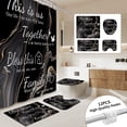 thumbnail image 3 of Hadint 4Pcs Gold Marble Gilt Texture Letter Butterfly Print Pattern Bathroom Shower Curtains Set, 12Pcs Hooks, 71inx71in, 3 of 12