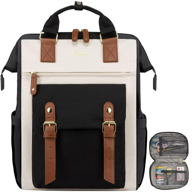 Mochila para portátil LOVEVOOK para mujer de 17 pulgadas, negro y marrón