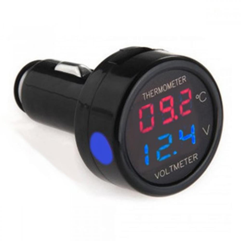 3in1 Dual Digital LED Car USB Charger Voltage 10-170 ℉ Temperature Monitor Tester Multimeter Car Motorcycle Battery Voltmeter Thermometer Detector 