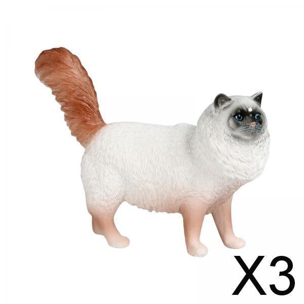 3x Figura de Gato Realista, Juguetes de Animales de Gato, Colección de Figuras de Animales Pequeños, Juego de Decoración Del Hogar, Juguete para Niños 3 piezas