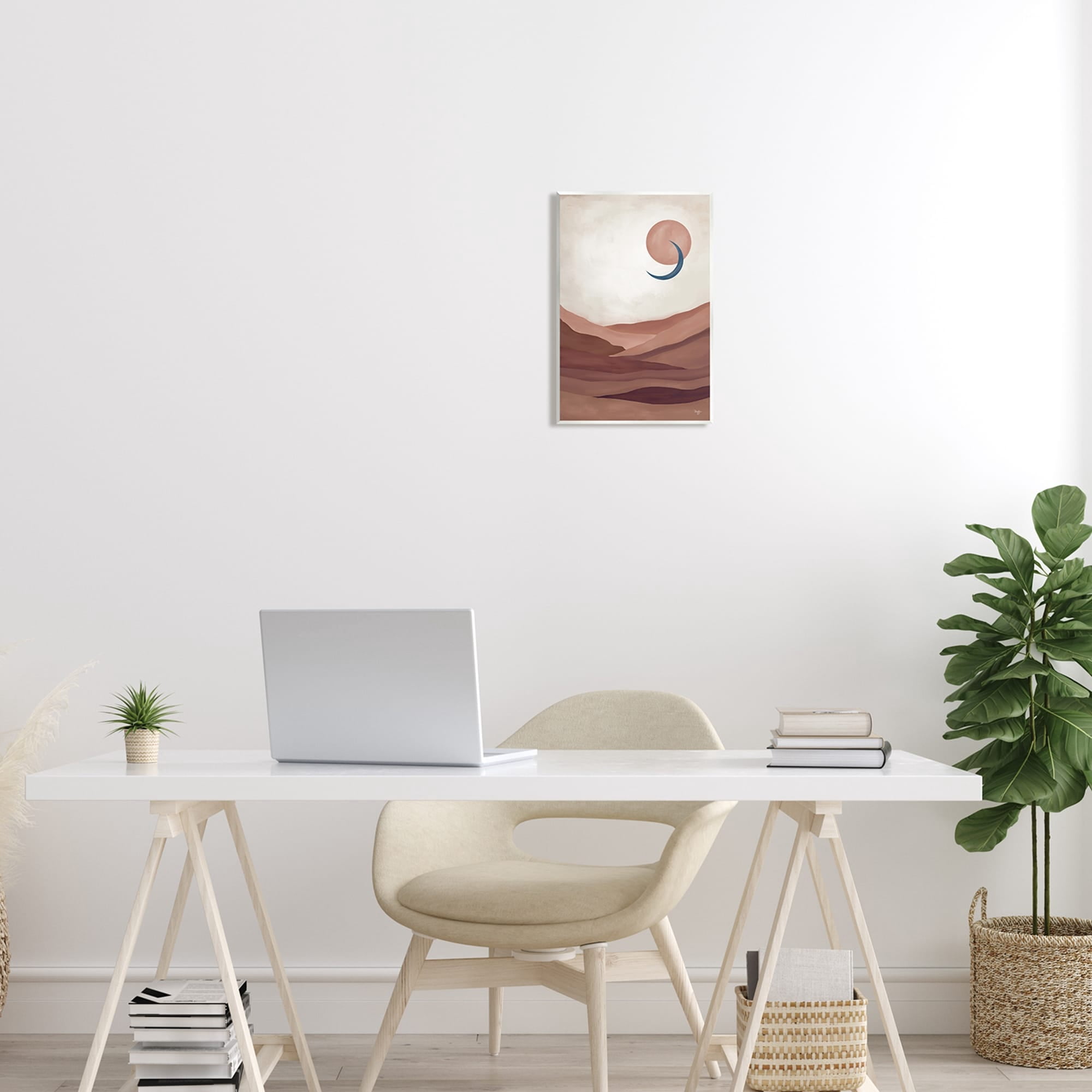 Stupell Industries Abstract Desert Dunes Sun Moon Overlapping Shapes Painting Unframed Art Print Wall Art, Design by Mollie B.