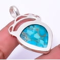 thumbnail image 2 of Copper Blue Turquoise 925 Sterling Silver Two Tone Gold Plated Pendant 1.95" T78, Beautiful Jewelry For Woman, New Year Sale, Valentin's Day Gift, 2 of 2