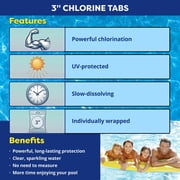 In The Swim 3 Inch Stabilized Chlorine Tablets for Sanitizing Swimming Pools - Individually Wrapped, Slow Dissolving - 90% Available Chlorine - Tri-Chlor - 25 Pounds C3025