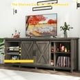 thumbnail image 3 of ChVans 70" Farmhouse Sliding Barn Door TV Stand for TVs Up to 80" TVs, Entertainment Center Console Table with Adjustable Shevles, 3 of 7