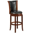 thumbnail image 2 of Emma + Oliver 30"H Panel Back Dark Chestnut Wood Swivel Barstool, 2 of 8
