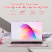 RNRUO 15.6 Pink Laptop Computer, 8GB RAM 256GB SSD, Intel 6500Y with 2 Cores, up to 3.4GHz, FHD Display, Office 2024, WiFi5 BT5.0, PC Laptop for Business, Student, Office