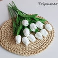thumbnail image 3 of Tripumer 20 White Artificial Tulips Silk Flowers PU Real Touch Fake Flowers 13.5inch Artificial Decorations Fake Tulips for Wedding Party Office Home Kitchen Decoration, 3 of 9