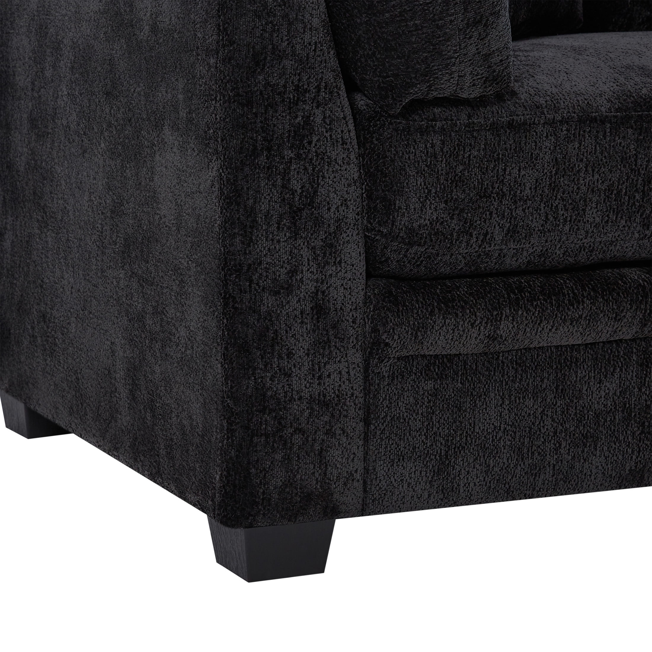Christopher Knight Home 83.5" Modern 3-Seater Sofa with Flared Arms and Pillows, Chenille Upholstery, Black