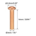 thumbnail image 2 of Uxcell 1/8" x 35/64" Round Head Solid Rivets Fasteners Copper 50Pcs, 2 of 3