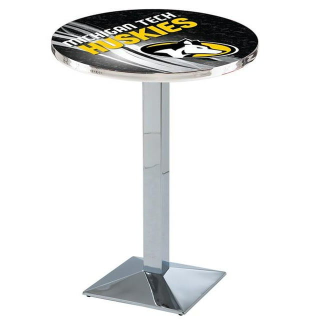 Holland Bar Stool L217C3628MITech-D2 36 Po Michigan Tech Huskies Table de Pub avec 28 Po Top&44; Chrome
