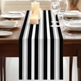 thumbnail image 3 of Black Grey Stripe 108 Inch Table Runner, Minimalist Farmhouse Striped Farmhouse Dresser Scarf Cotton & Linen Tablerunner for Dining/Kitchen Island/Holiday Party Décor 13" x 108", 3 of 9