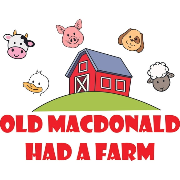 Old Macdonald Had A Farm Red Animals Decors Wall Sticker Art Design Decal for Girls Boys Kids Room Bedroom Nursery Kindergarten House Fun Home Decor Stickers Wall Art Vinyl Decoration (12x20 inch)