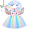 thumbnail image 2 of Vestido de tul de princesa unicornio para niñas, flores pastel, fiesta de cumpleaños, disfraces de Halloween y carnaval para niñas pequeñas, 2 of 5