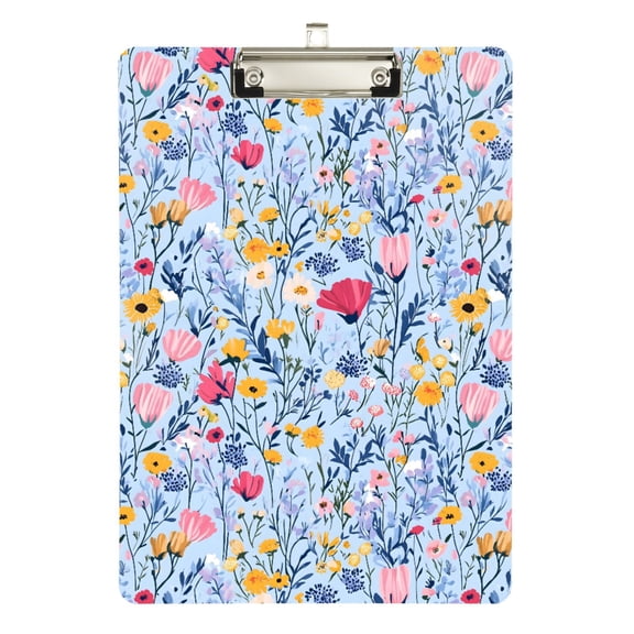 ALAZA Plastic Clipboard A4 Letter Size Decorative Clipboards for Students Women Men 9" x 12.5" Floral Wildflower