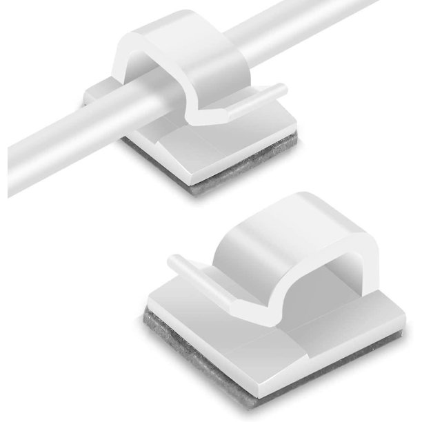 60 clips para cables, abrazadera de alambre de acabado, clips de alambre, ganchos autoadhesivos para ordenar cables, soporte para gestión de cables, decoraciones navideñas, luz de