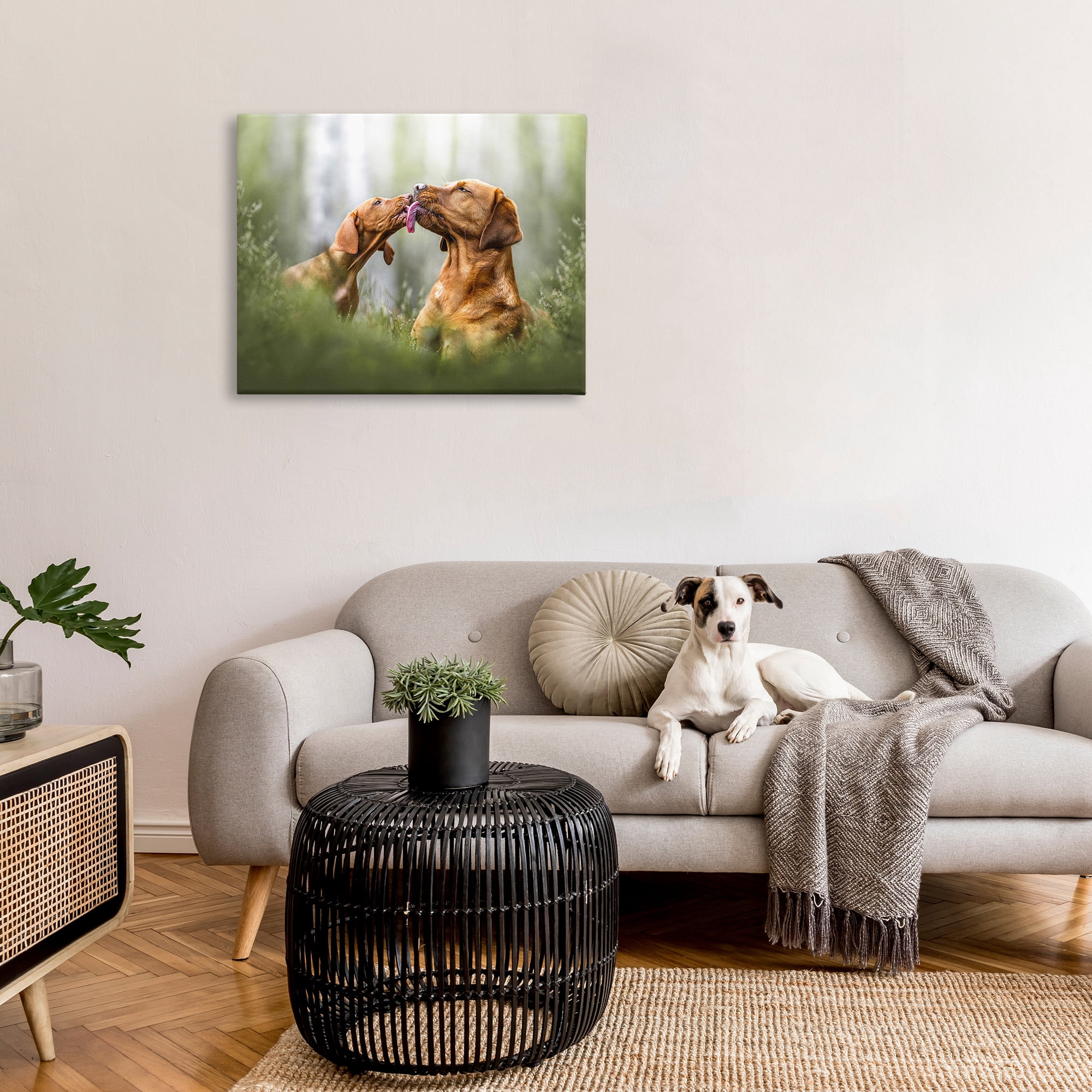 Stupell Industries Playing Puppies in Grass Animals & Insects Painting Gallery Wrapped Canvas Art Print Wall Art, 40 x 30