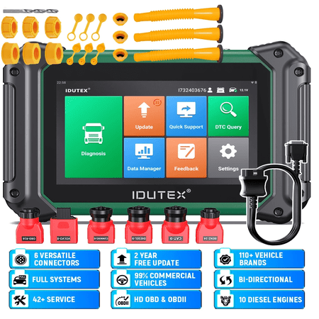 [Second Hand] IDUTEX Heavy Duty Truck OBD2 Scanner & 3Pack G-a-s C-a-n Sp-out Replacement Kits