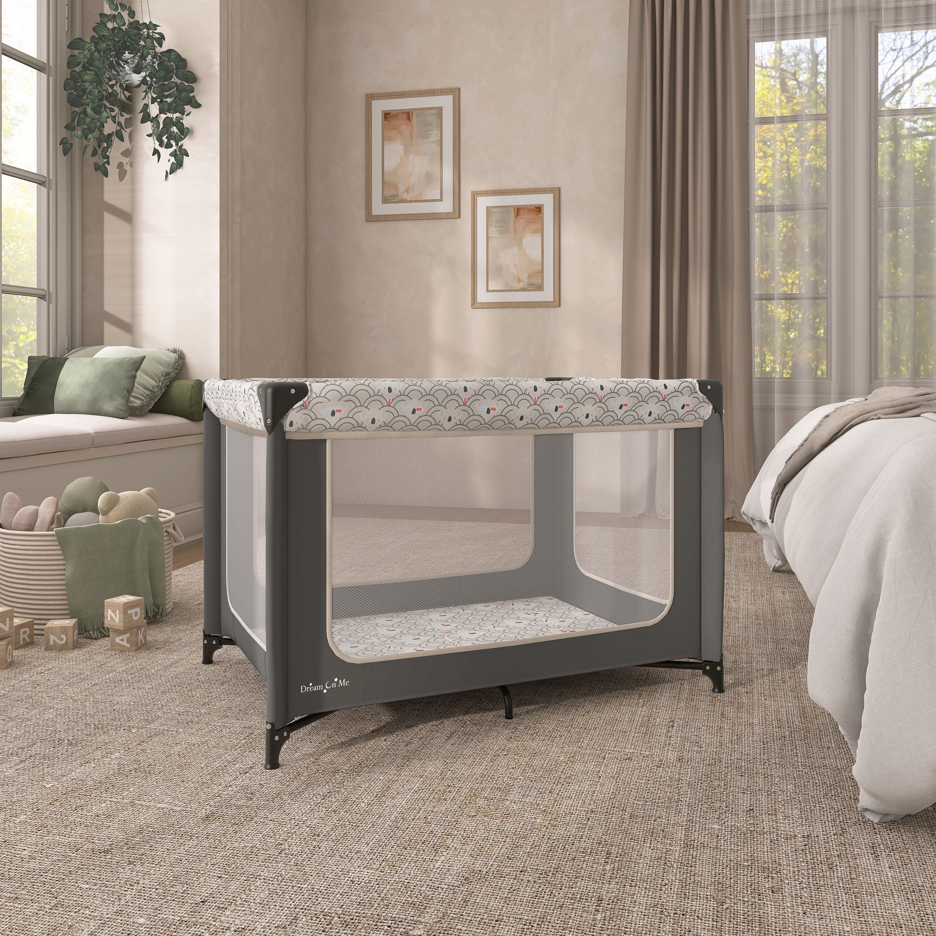 Dream on Me Zodiak Portable Playard with Carry Bag & Shoulder Strap, Grey, Unisex