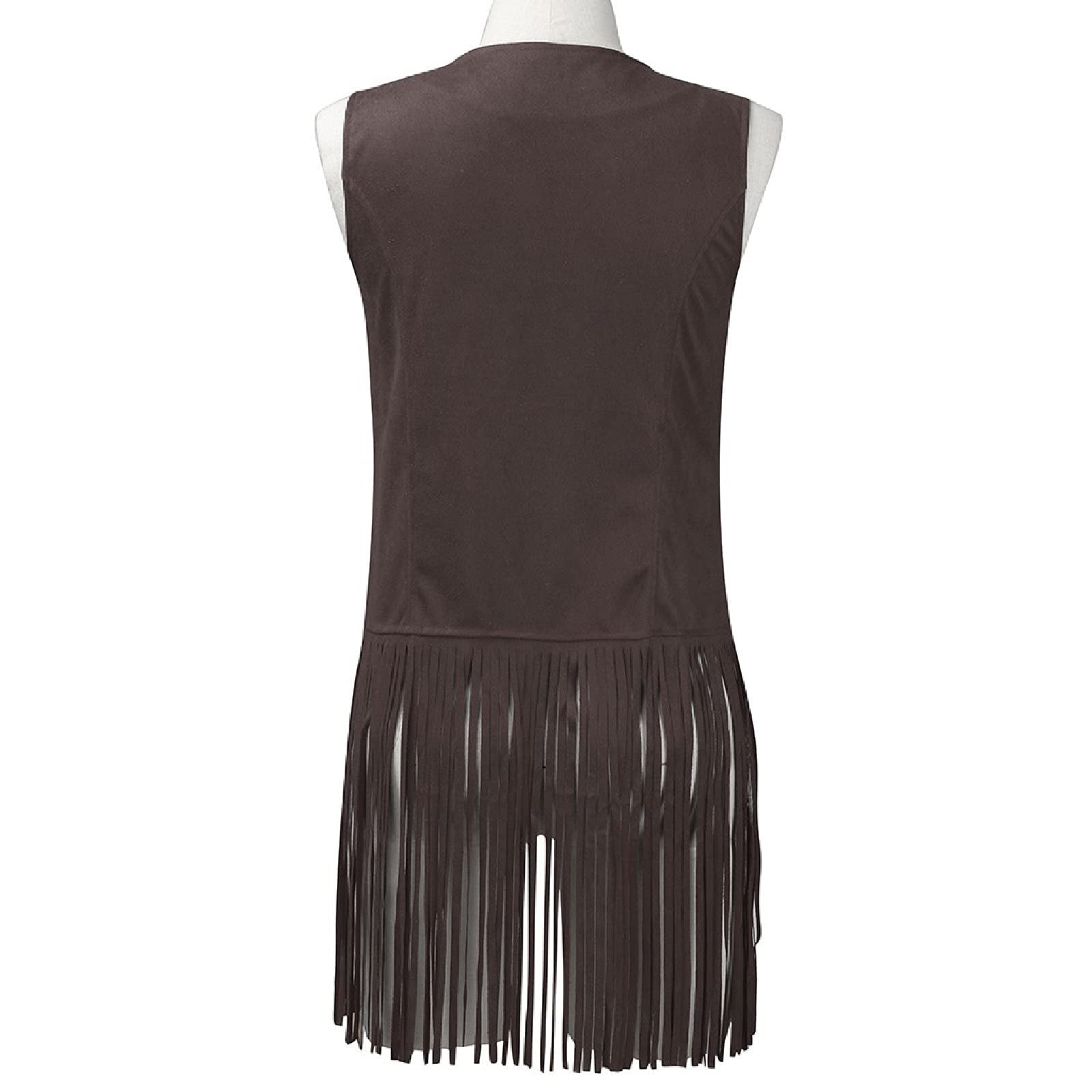 Womens Vintage Western Fringe Vest Tops Classic Suede Leather 70s Cowboy Shirts Sleeveless Tassel Cardigan Jacket 2026 Trendy