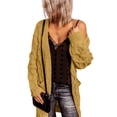 thumbnail image 4 of Lovskoo Cardigan Sweaters for Women Open Front Spring Long Sleeved Solid Color Knit Pocket Jacket Oversized Winter Outerwear Tops Yellow, 4 of 8