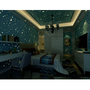 iCorer Stars and Moons Fluorescent Wallpaper for Kids Bedroom, 20.7" x 32.8'
