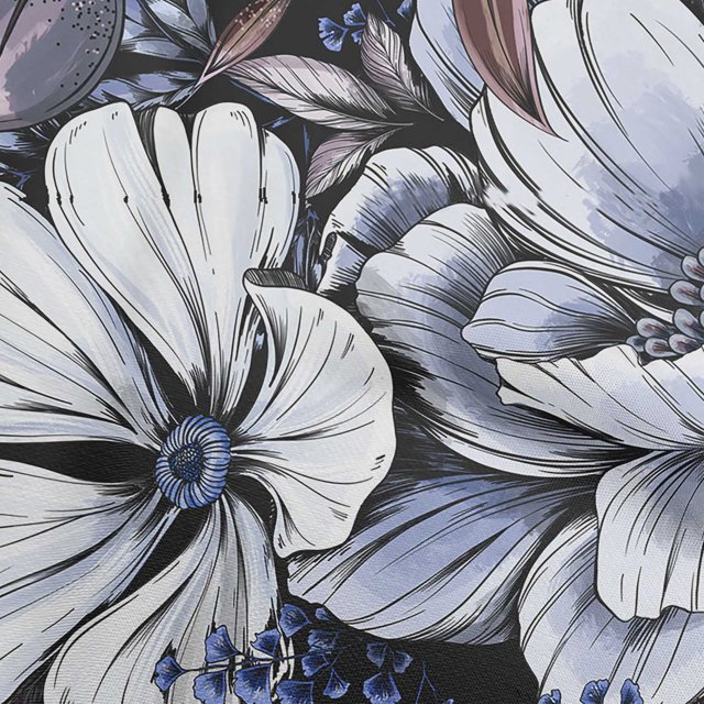 oneOone Cotton Flex Medium Blue Fabric Florals Craft Projects Decor Fabric Printed By The Yard 40 Inch Wide