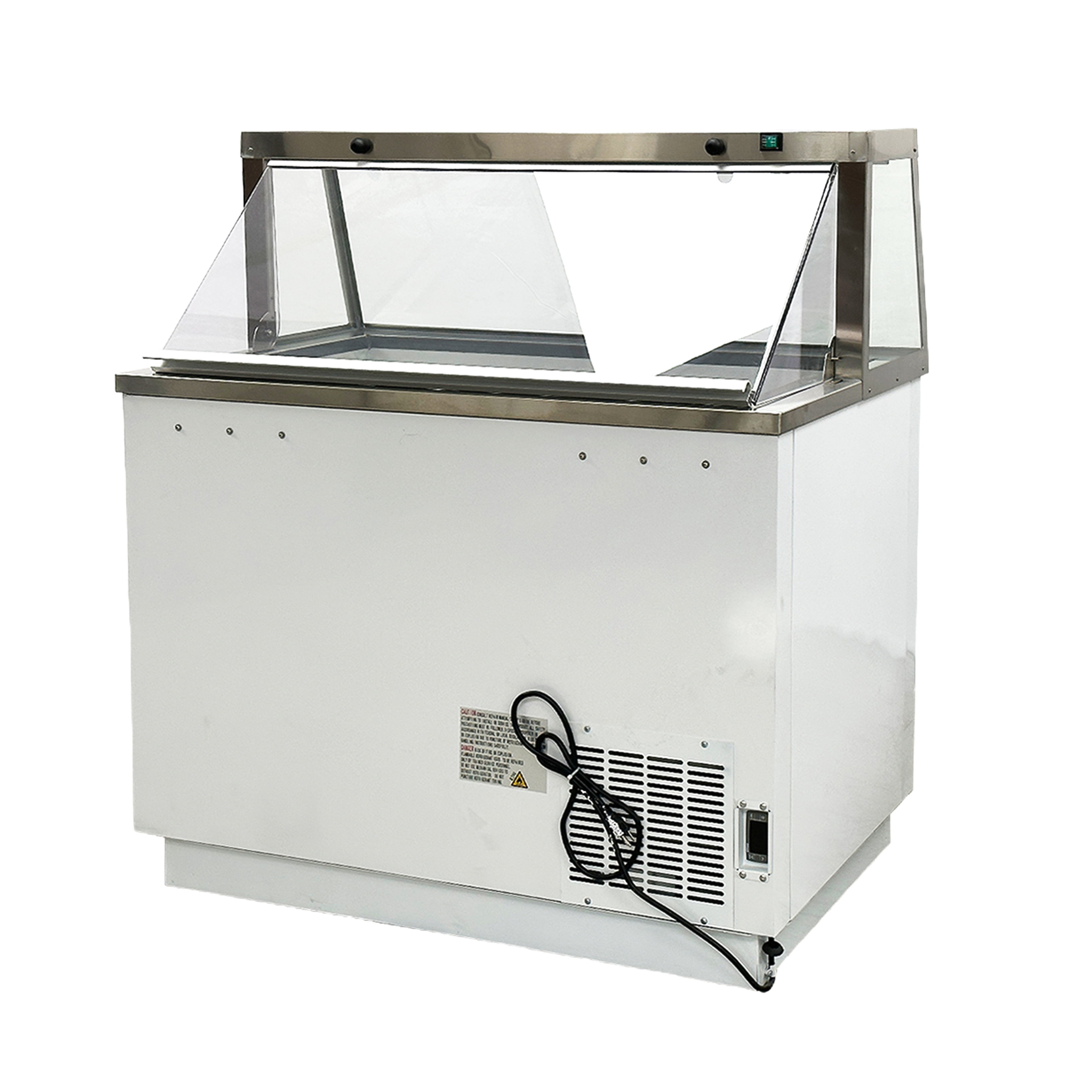 47in. 8 Tub Ice Cream Gelato Dipping Cabinet Display Freezer 13.8 Cu.Ft. Viewing Window, White