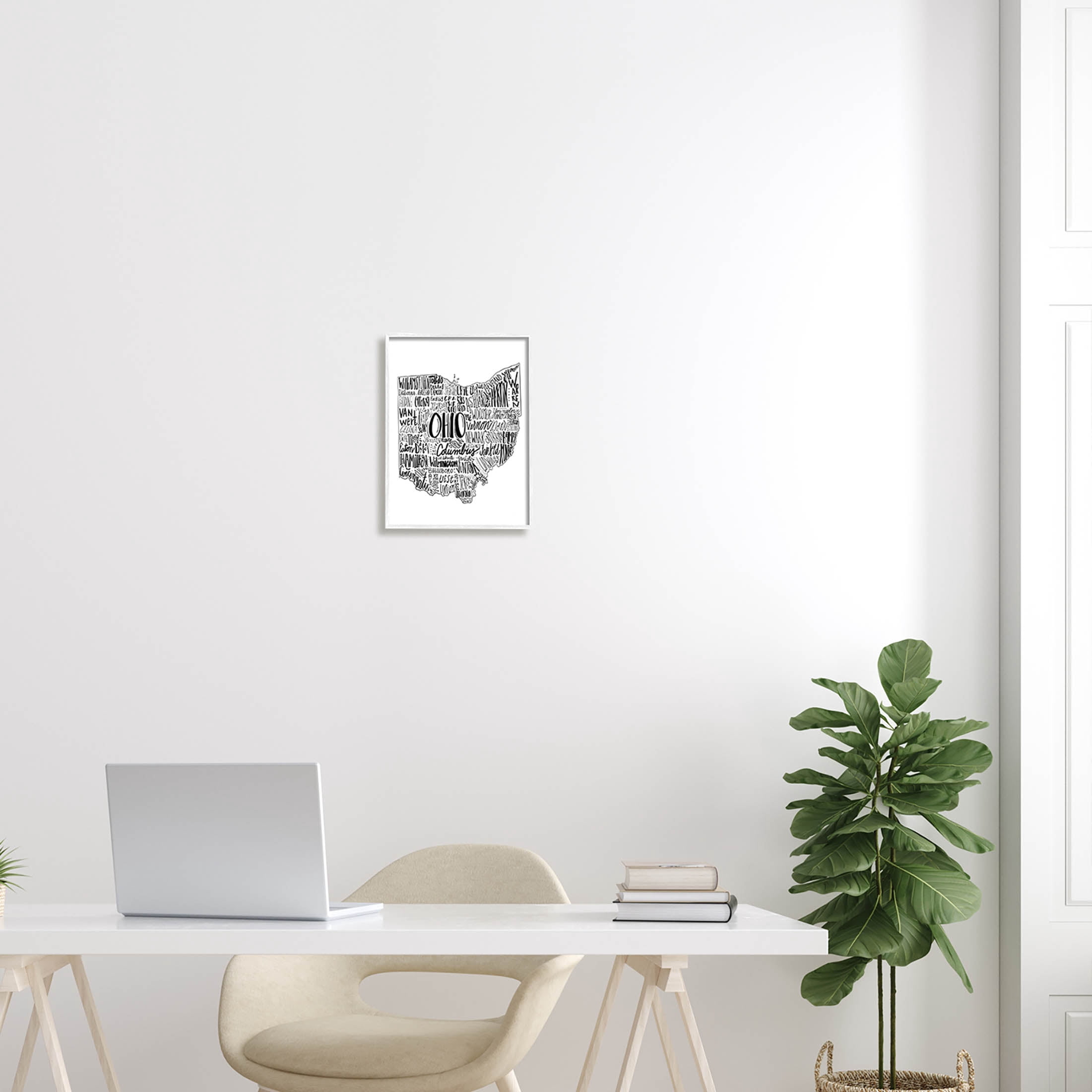 Stupell Industries Typography Cities Ohio State Graphic Art White Framed Art Print Wall Art, Design by The Saturday Evening Post