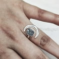 thumbnail image 4 of Natural Blue Apatite Ring, Rough Apatite Ring, Crescent Moon Adjustable Ring, 925 Sterling Silver, Womens Ring, Christmas, Thanksgiving, Handmade, Statement Jewelry, Rough Gemstone Jewelry, 4 of 5