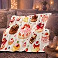 thumbnail image 6 of Whimsical Watercolor decorative motif Cakes Pattern, Festive Holiday Scene, Warm Flannel Blanket for Living Room and Family Room, Art Lovers Christmas Gift, Festive Home Decor, 6 of 9