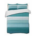 thumbnail image 2 of Quilts Queen Size, Teal Green Ombre Stripes Soft Comforter Bedding Set for Bed, Modern Farmhouse Lines Art Lightweight Quilted Bedspread with Pillow Cover(2 Pieces) for All Season, 90x96 Inch, 2 of 6