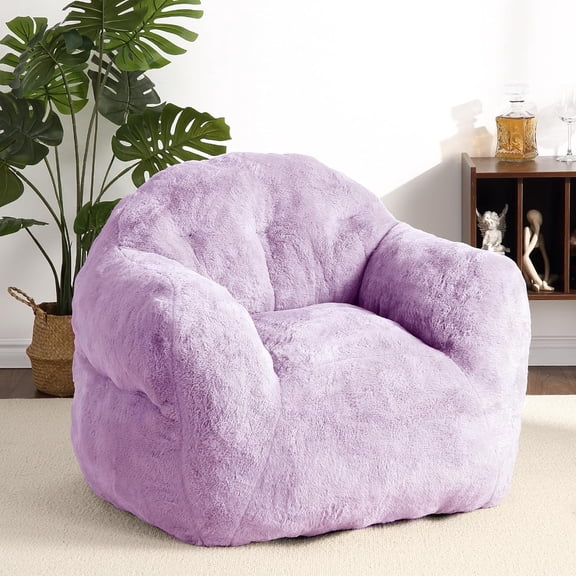 Giant Bean Bag Chair, 51 in Oversized Bean Bag Chairs for Adults, Purple Bean Bag Chair High-Density Foam Filled Bean Bag Couch Soft Beanbag Chair Sofa for Reading