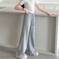 thumbnail image 4 of TIREOW Girls Sweatpants Elastic High Waist Straight Wide Leg Drawstring Sweatpants Kids Fashion Casual Baggy Pants, 4 of 9