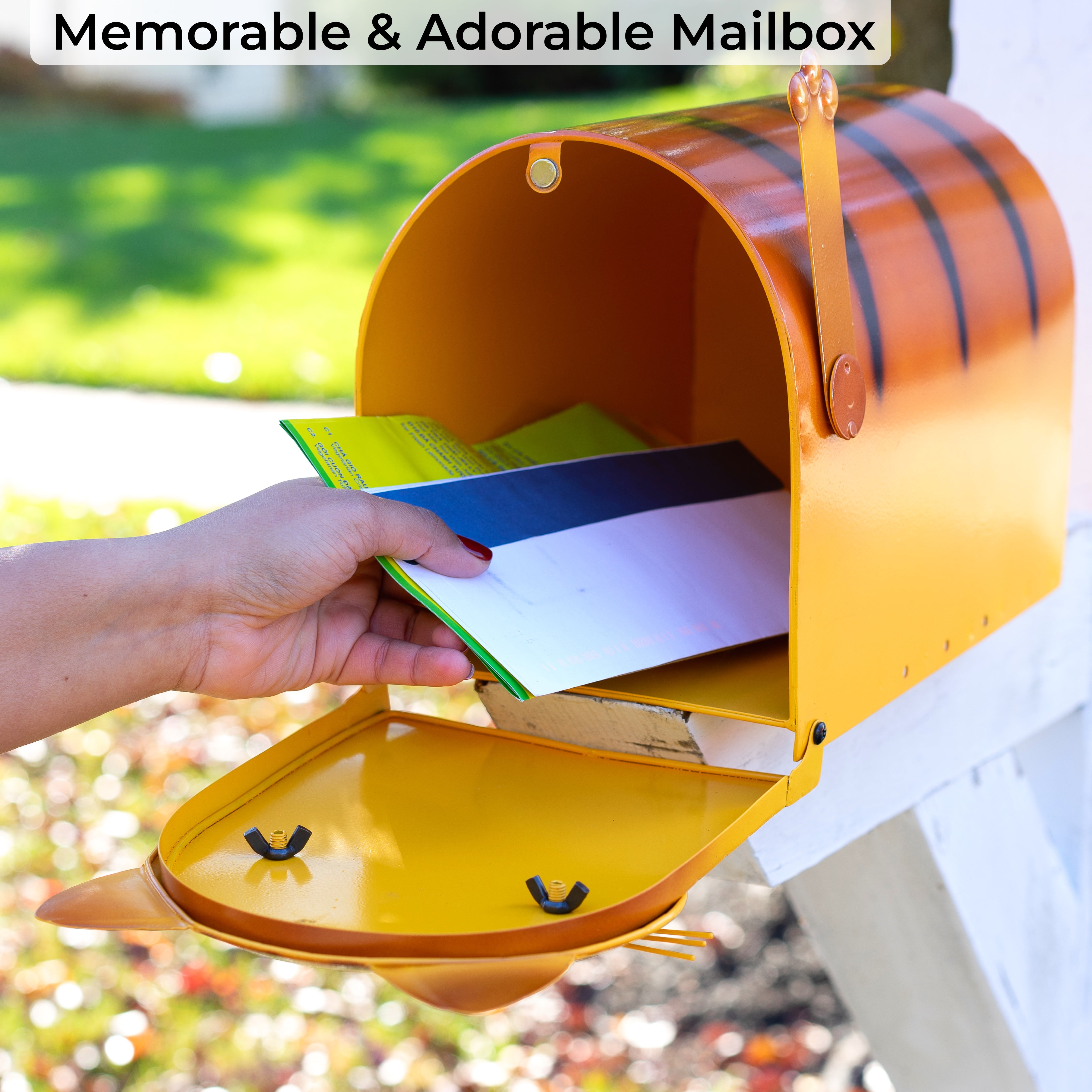 Made Easy Kit Metal Mailbox Animal Design - Fast Straight Forward Post Mounting Bracket Install - Durable All Weather Rust Resistant - Letters, Mail, Small Packages