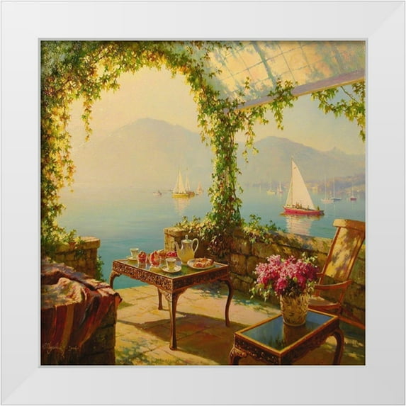 Obuchovsky, Yury 12x12 White Modern Wood Framed Museum Art Print Titled - Porch by the Sea