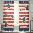 thumbnail image 2 of 4th of July Sheer Curtains 72 Inches Long 2 Panels Set, Window Sheer Curtains for Living Room/Bedroom, Independence Day Patriotic Red Striped Blue Star Light Filter Rod Pocket Curtain 52'' x 72'' x 2, 2 of 7
