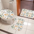 thumbnail image 5 of Green Orange Bathroom Rugs Set Eucalyptus Leaves Botanical Farmhouse Non Slip Absorbent Soft Bath Mats 3 Piece Set with Bathroom Rug, U-Shaped Floor Mat, Toilet Seat Cover Large Size, 5 of 9