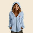 thumbnail image 3 of Dalix Pixel Heart Embroidered Fleece Zip Washed Hoodie Cold Fall Winter Women in Misty Blue M Medium, 3 of 5